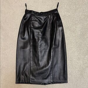 Vintage The Olde Hide House Long Black Leather Skirt